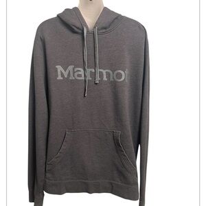 Marmot MMW Fleece Heavyweight Hoodie Large Dark Gray Spellout